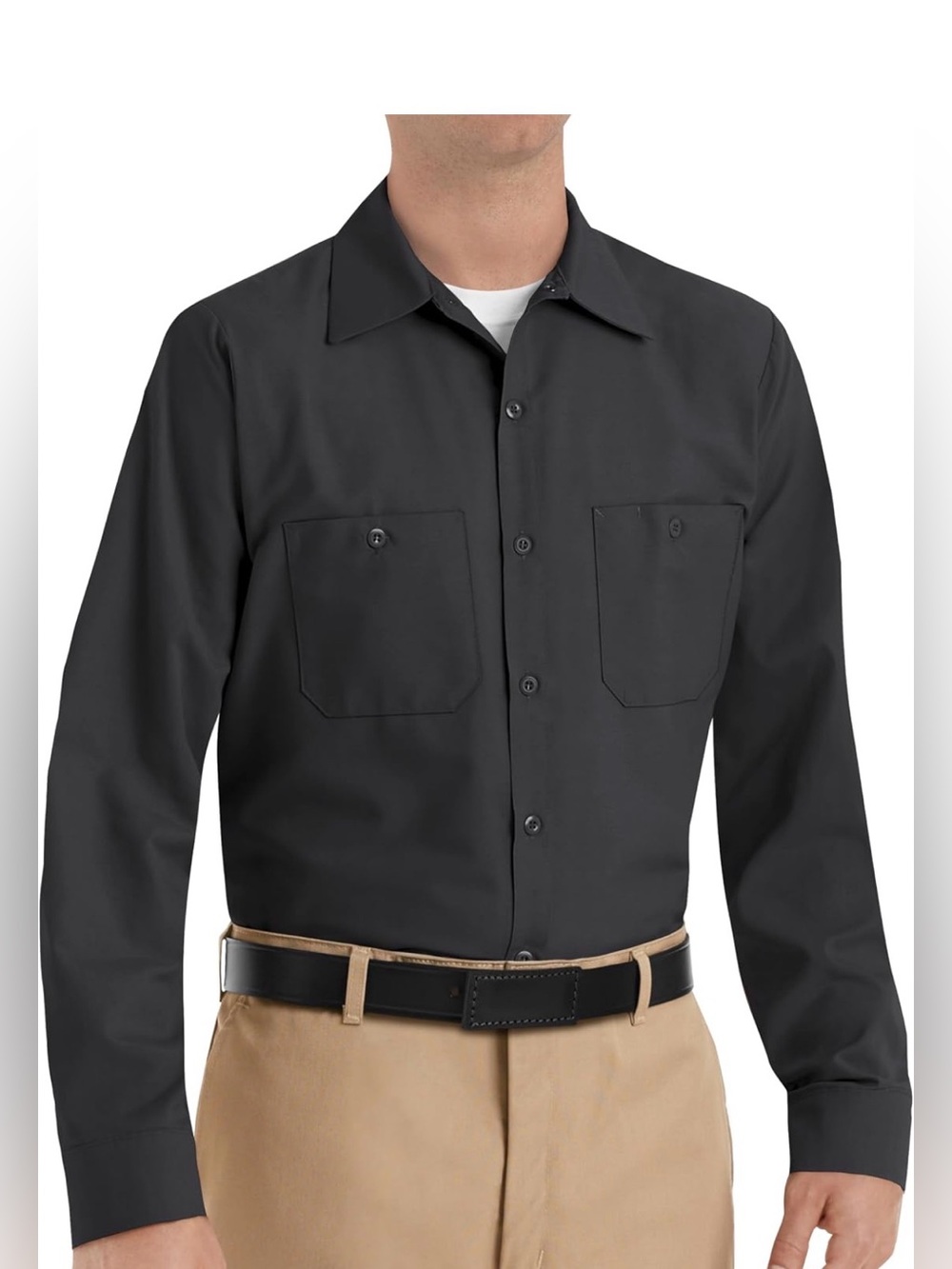 Red Kap Black Button-Up Shirt XXL Long Sleeve 65% Polyester Cotton